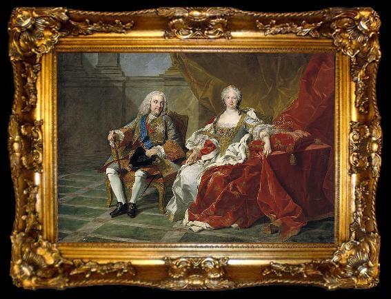 framed  Jean Baptiste van Loo Retrato de Felipe V e Isabel Farnesio, ta009-2